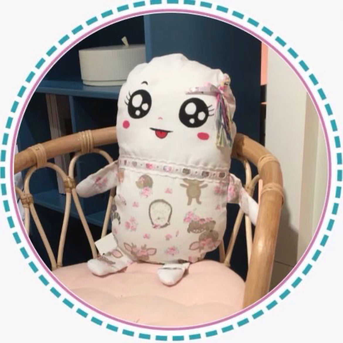 Almohada atrapasueño, muñeca tela